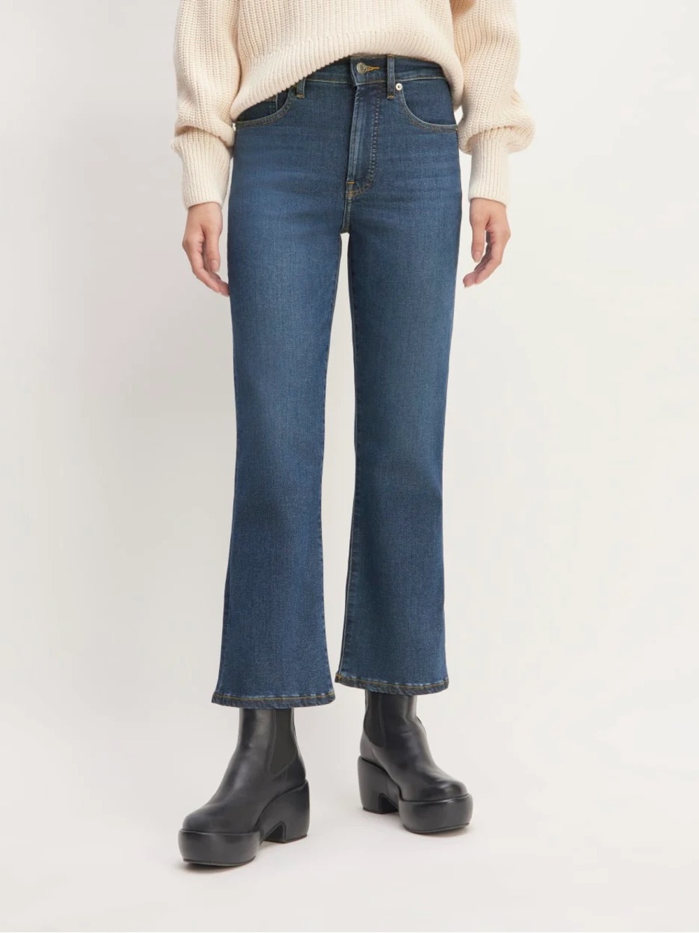 Everlane Dark Blue Cropped Flare Jeans